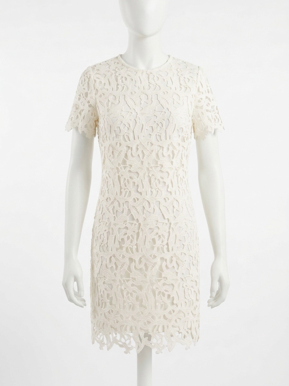 Zara White Ivory Guipure Floral Lace Overlay Mini Dress Size Medium